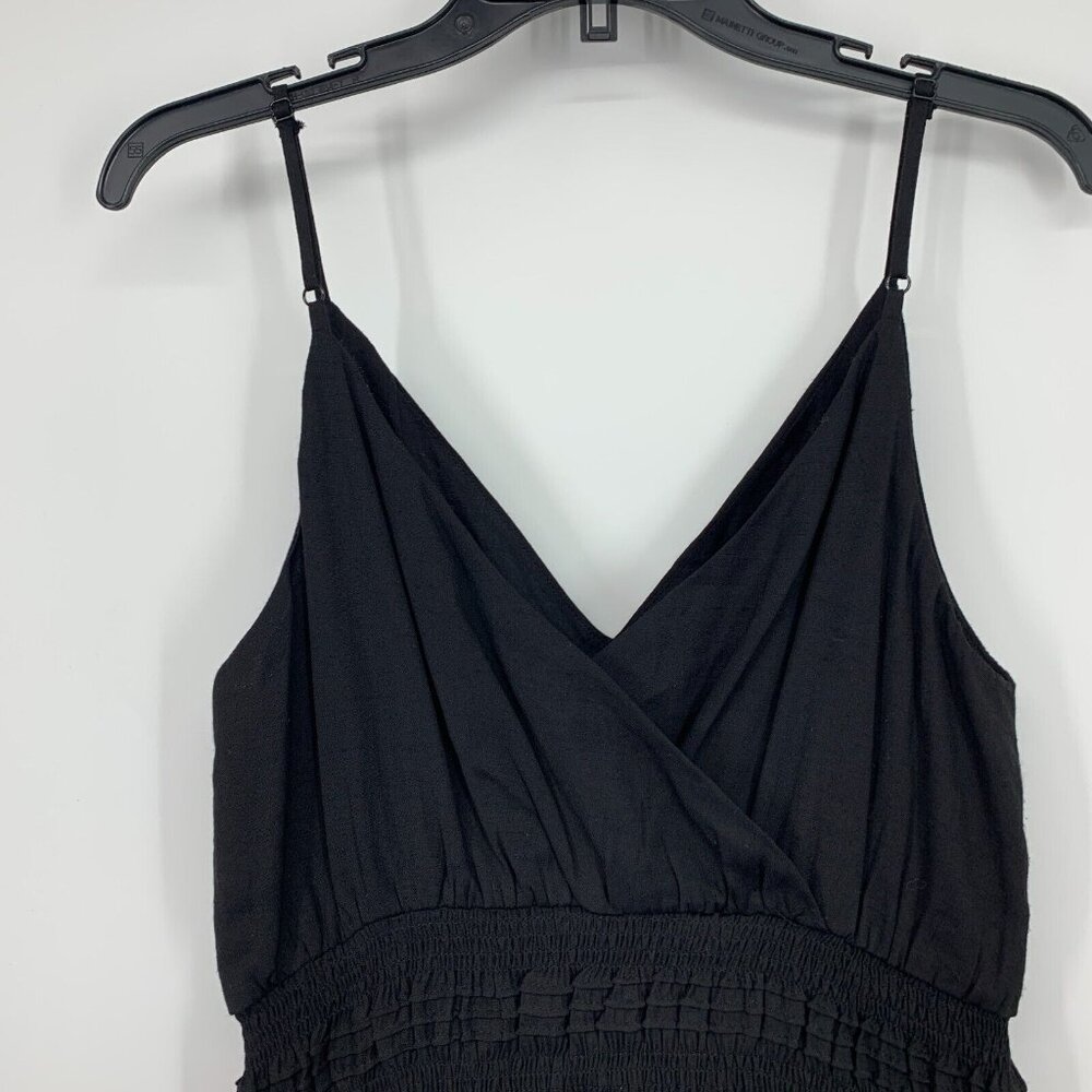 Do + Be Dress Black Sleeveless Smocked Mini V Neck Ruffle - Picture 7 of 9